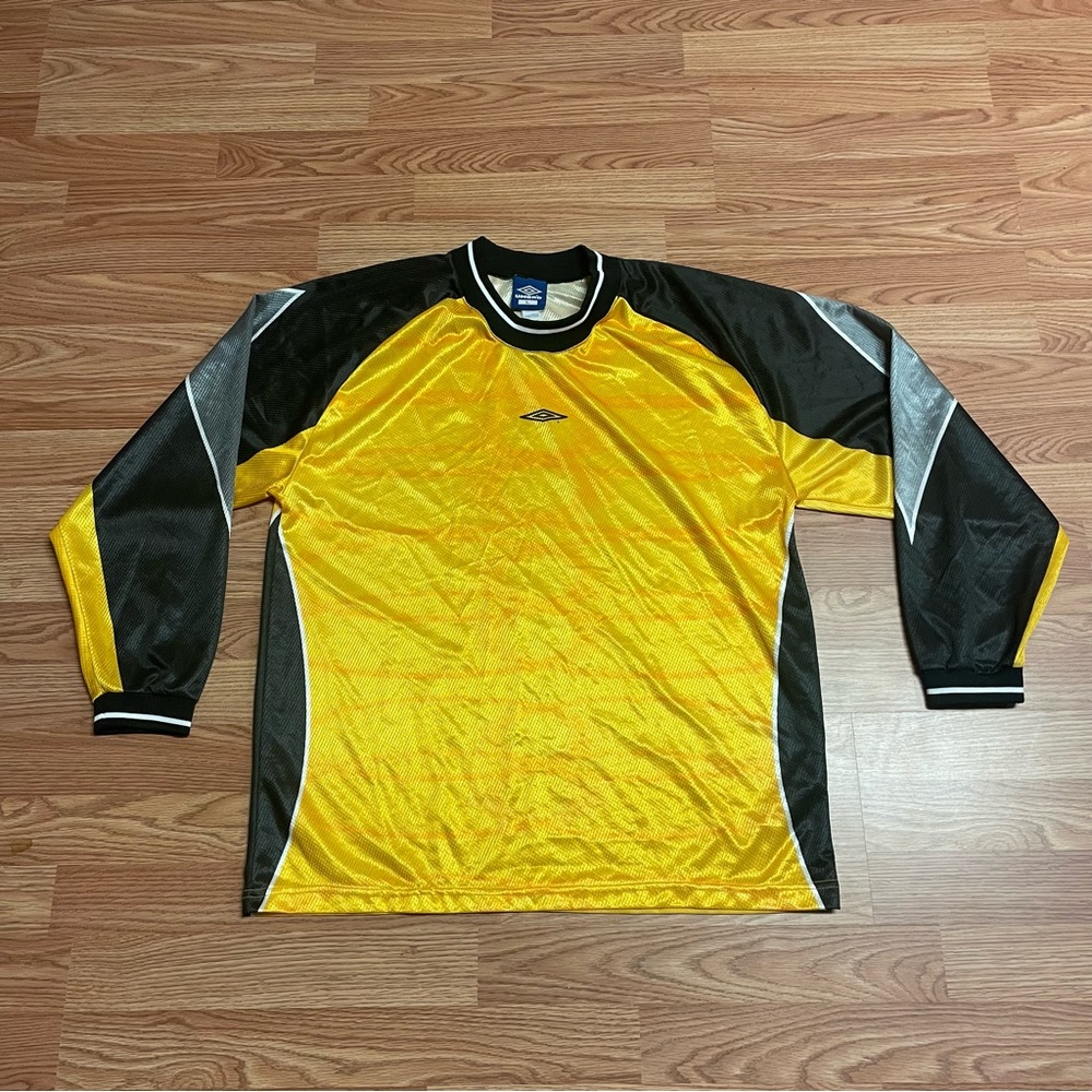 Vintage Umbro Men’s Goalkeeper Jersey Soccer Large Made In USA Yellow 90’s